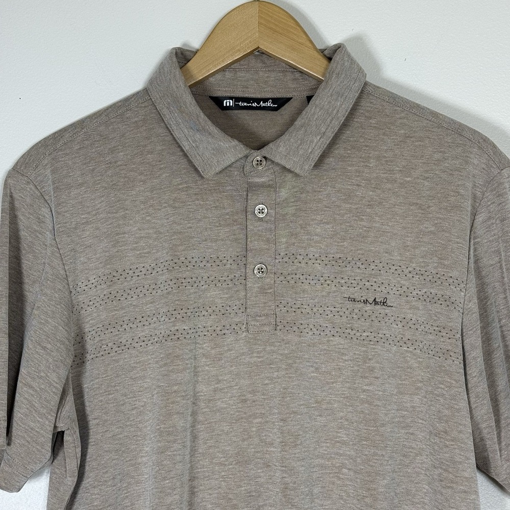 Travis Mathew Mens Golf Polo Shirt Size Large Tan Pima Cotton Short Sleeve
